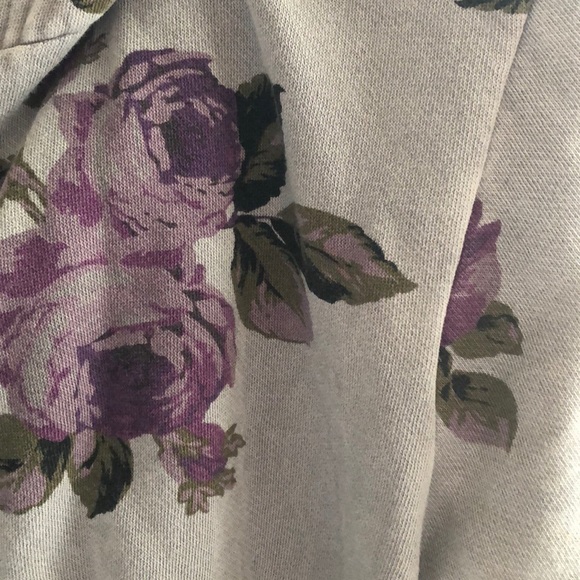 Large Grey and Purple Floral ZipUp Talula Hoodie - Picture 4 of 5